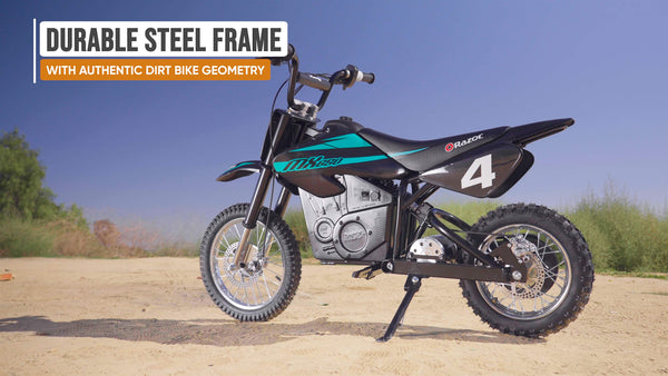 Razor - MX650 Dirt Rocket Off-Road Motocross Electric Ride-On Bike w/ 10 miles Max Operating Range and 17 mph Max Speed - Black/Teal