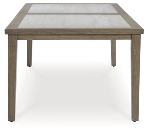 Rancho Rainier - Mesa de Comedor Rectangular con Opción para Sombrilla - Marrón / Beige