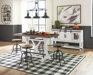 Valebeck - Counter Height Table Set #6pc.table,4swivelbarstools,server