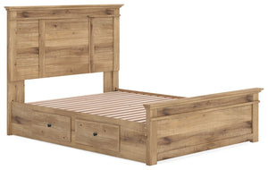 Makidern - Panel Storage Bed #lightbrown #queen #2underbedstorageunits