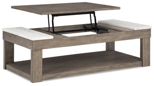 Loyaska - Mesa de centro elevable - Marrón grisáceo / Blanco
