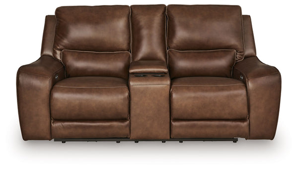 DeepWakes - Power Reclining Loveseat / Console / Adjustable Headrest #darkbrown