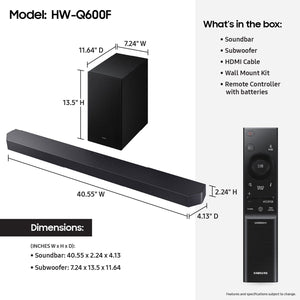 Samsung - Q-series HW-Q600F ATMOS 3.1.2 Ch Soundbar with Subwoofer - Titan Black