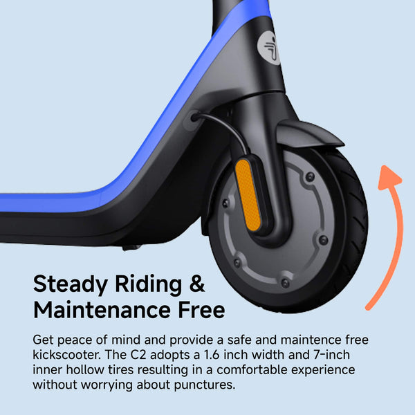 Segway - C2 Pro Electric Scooter for Kids - High-Safety Scooter, 7.5 Mile Range, 12.4 MPH Max Speed & Adjustable Height - Blue