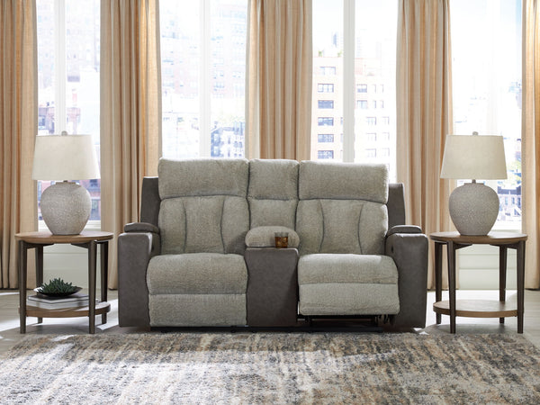 WhipLash - Sofá biplaza reclinable eléctrico con consola y reposacabezas ajustable - Sisal