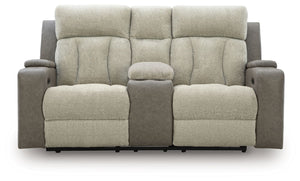 WhipLash - Sofá biplaza reclinable eléctrico con consola y reposacabezas ajustable - Sisal