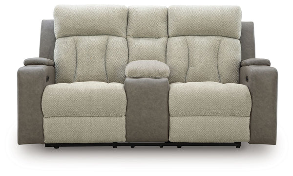 WhipLash - Sofá biplaza reclinable eléctrico con consola y reposacabezas ajustable - Sisal