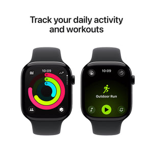 Apple Watch Series 11 (GPS+Cellular) 46mm Aluminum Case with Black Sport Band - S/M - Jet Black - (2025)