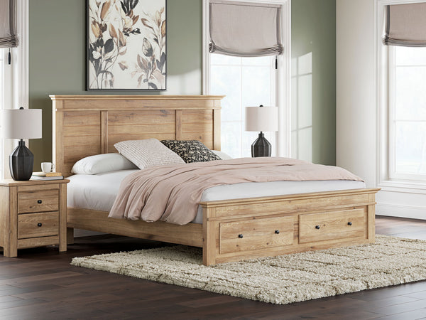 Makidern - Panel Storage Bed #lightbrown #king #storagefootboard