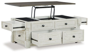Havalance - Mesa de centro elevable con cajones de almacenamiento - Blanca/Gris