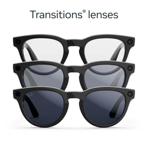 Ray-Ban Meta - Headliner (Gen 2) glasses with Meta AI, Audio, Photo, Video Compatibility - Transitions Sapphire lenses - Shiny Black