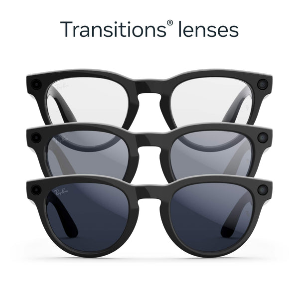 Ray-Ban Meta - Headliner (Gen 2) glasses with Meta AI, Audio, Photo, Video Compatibility - Transitions Sapphire lenses - Shiny Black