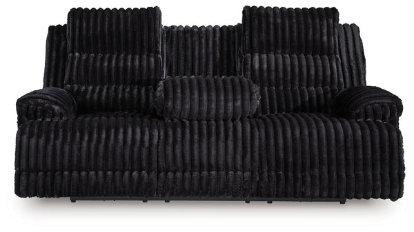 Rhine Falls - Reclining Power Sofa With Drop Down Table - Onyx