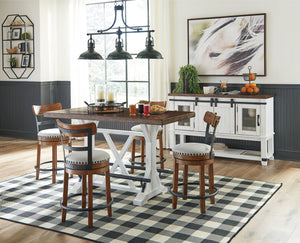 Valebeck - Counter Height Table Set #6pc.table,4upholsteredbarstools,server