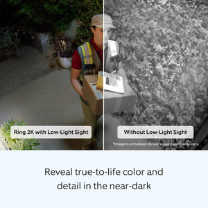 Ring - Outdoor Cam Plus, Plug-In, Wide-Angle 2K Video, Low-Light Sight for full-color night vision, Mount-anywhere versatility - White