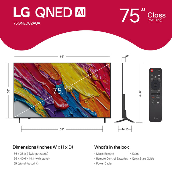 LG - 75" Class 82A Series QNED AI 4K UHD Smart webOS TV (2025)