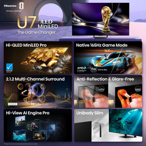 Hisense - 75" Class U7 MiniLED QLED UHD 4K HDR Glare-Free Smart Google TV with Gemini (2026)