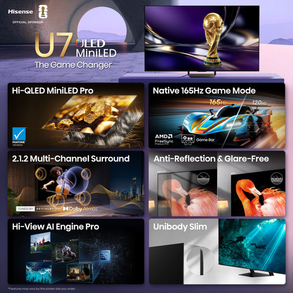 Hisense - 75" Class U7 MiniLED QLED UHD 4K HDR Glare-Free Smart Google TV with Gemini (2026)