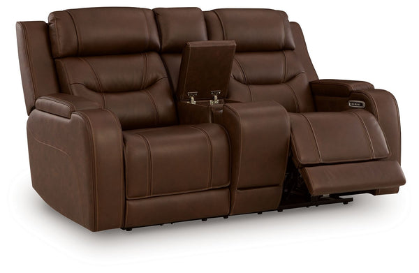 Knightington - Power Reclining Loveseat With Audio Seating #darkbrown