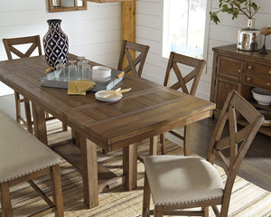 Moriville - Mesa de mostrador extensible rectangular para comedor - Marrón grisáceo
