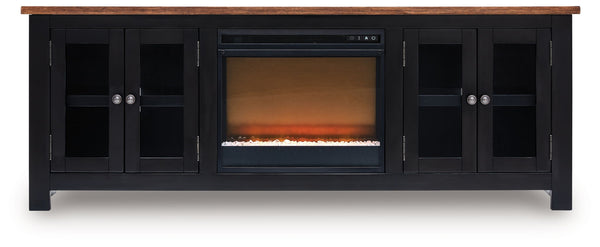 Wildenauer - 76" TV Stand With Electric Fireplace #fauxcrystalsfireplaceinsert