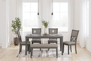 Wrenning - Juego de mesa de comedor (Set de 6) - Gris