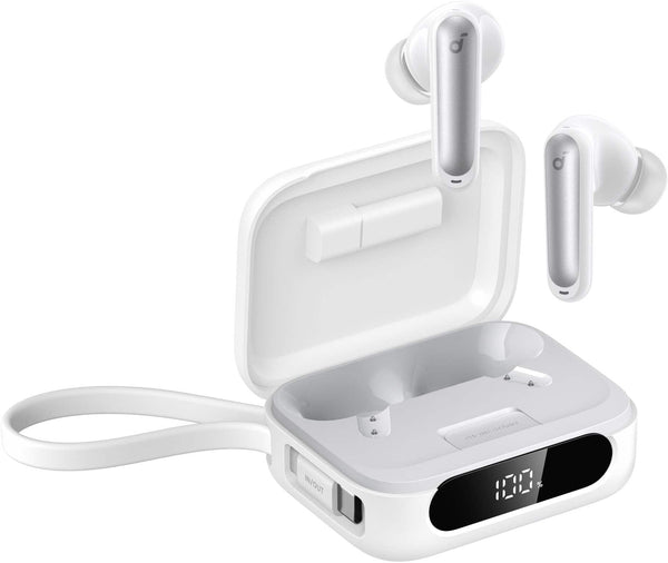 Soundcore - by Anker P41i Bluetooth Wireless In Ear Earbuds with Portable USB-C 3,000mAh Phone Charger (With Lightning Adapter) - White