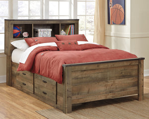 Trinell - Bookcase Storage Bed #2sidestoragedrawers