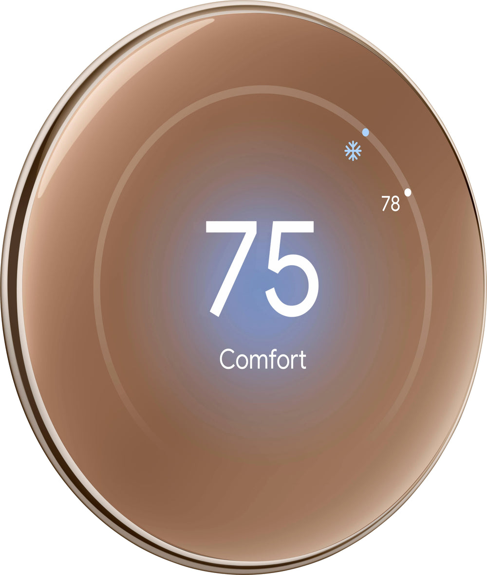 Google - Nest Learning Thermostat (4th gen) with Nest Temperature Sensor (2nd gen) - Polished Gold