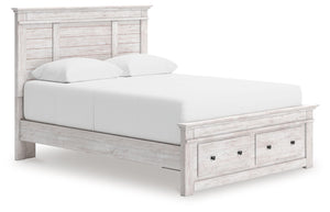 Makidern - Panel Storage Bed #white #queen #storagefootboard
