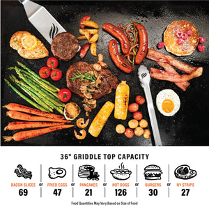 Blackstone - Original 36-in. Outdoor Omnivore Griddle with Hood and Folding Shelves - Black