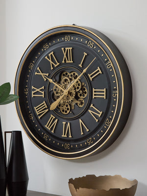 Dairton - Reloj de pared - Acabado negro/dorado
