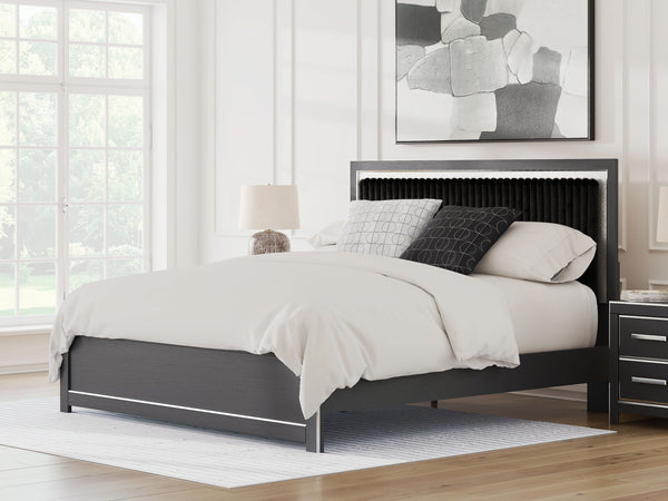 Zuraleus - Upholstered Panel Platform Bed With Roll Slats #black #king