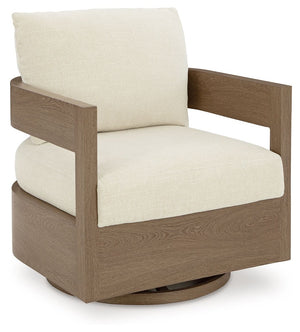 Serene Bay - Silla Planeadora Giratoria con Cojín - Marrón Oscuro / Blanco