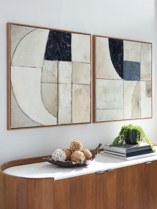 Bexlen - Juego de arte de pared (2 piezas) - Marrón claro / Gris topo / Negro
