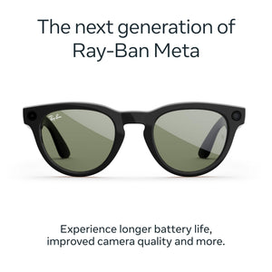 Gafas Ray-Ban Meta - Headliner (2.ª generación) con compatibilidad con Meta IA, audio, fotos y vídeo - Lentes verdes - Negro brillante