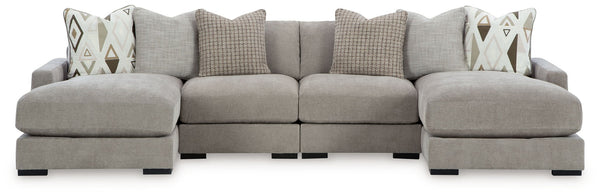 Aslan Court - 2 Pc. - 4-Piece Sofa Pit Sectional, Ottoman - Pebble