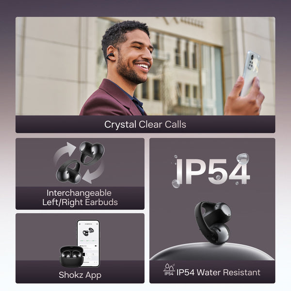 Shokz - OpenDots ONE Open-Ear Clip-On True Wireless Bluetooth Earbuds - Black