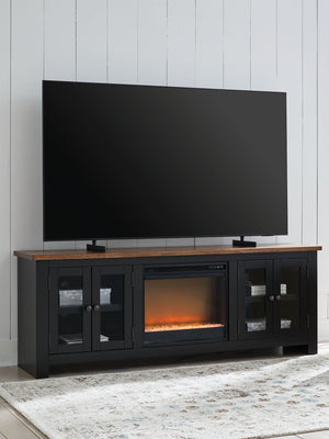 Wildenauer - 76" TV Stand With Electric Fireplace #fauxcrystalsfireplaceinsert