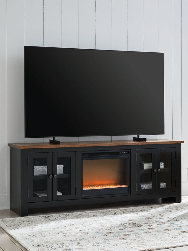 Wildenauer - 76" TV Stand With Electric Fireplace #fauxcrystalsfireplaceinsert