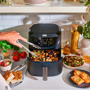 bella PRO - 8-qt. Touchscreen Air Fryer with Divided Basket - Matte Black