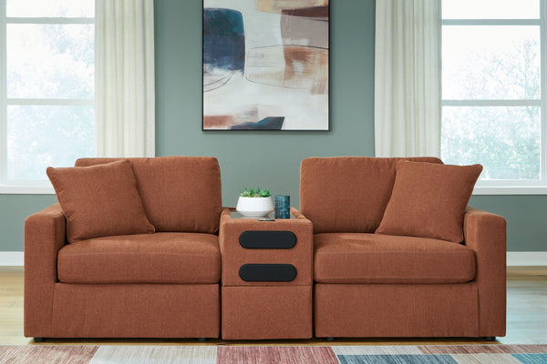 Modmax - 3 Piece Sectional #lightbrown #3pc.sectionalwithaudiosystemconsole