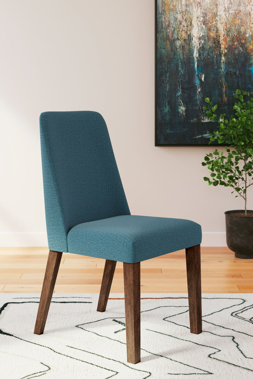 Lyncott - Silla lateral de comedor (juego de 2) - Azul / Marrón