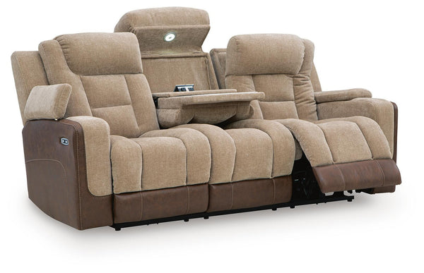 Mixed Motion - Power Reclining Sofa With Adjustable Headrest #lightbrown