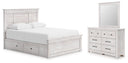 Makidern - Storage Bedroom Set #white #3pc.bedwith2underbedstorageunits,dresser,mirror #queen