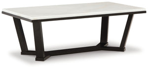 Fostead - Mesa de centro rectangular - Blanco / Espresso