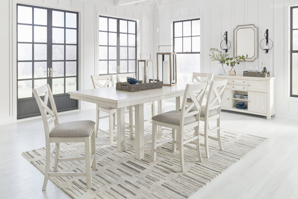 Robbinsdale - Rectangular Counter Height Dining Extension Table Set #7pc.table,6stools