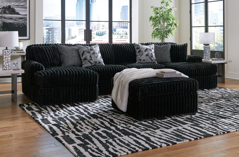 Midnight-Madness - Sectional Set #4pc.-3-piecedoublechaisesectional,ottoman
