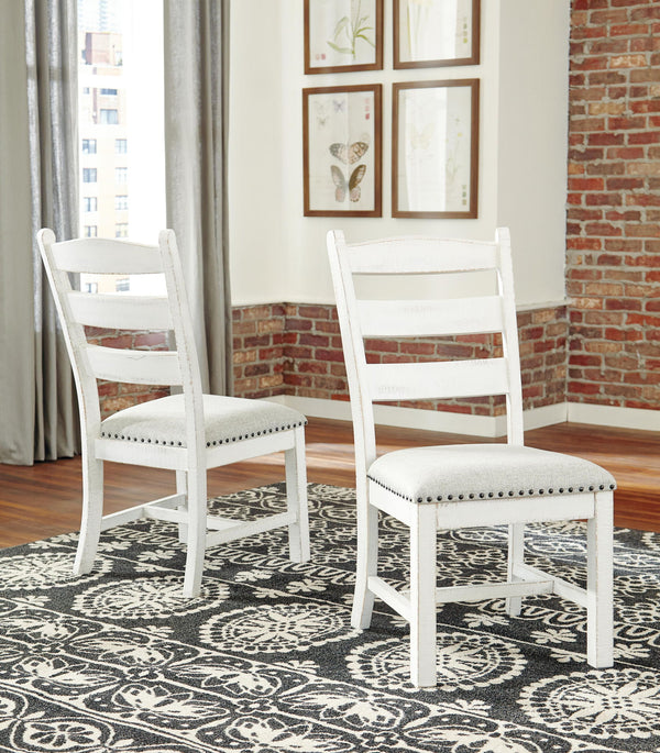 Valebeck - Silla de comedor tapizada (Juego de 2) - Beige / Blanco