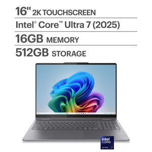 Lenovo - Yoga 7i 2-in-1 16" 2K Touchscreen Laptop - Core Ultra 7 Processor 256V 2024 - 16GB Memory - 512GB SSD- Copilot+ PC - Luna Grey
